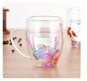 Cadeau de Noël Poignée tasses <span class=keywords><strong>tasse</strong></span> en verre borosilicate pour infuser des fleurs sèches <span class=keywords><strong>double</strong></span> <span class=keywords><strong>paroi</strong></span> tasses à café en verre <span class=keywords><strong>tasse</strong></span> à thé bouteilles en verre - Product Image 6