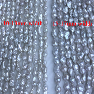 Zhuji Großhandel natürliche süße kleine Barock Perlens trang, dreifach A-Klasse, hoher Glanz, sehr saubere Oberfläche, 10-13mm Breite - Product Image 3