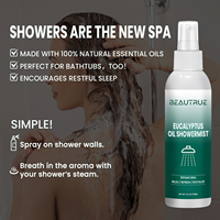 Brume corporelle OEM personnalisée à l'huile d'eucalyptus, spray de douche, aromathérapie, soulagement de la congestion nasale, réduction du stress et des tensions, relaxation spa à domicile