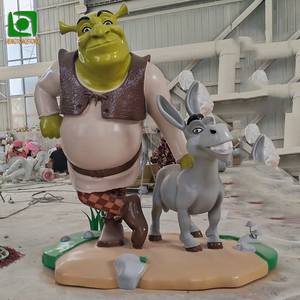Statue personnalisée en fibre de verre de <span class=keywords><strong>Shrek</strong></span> et de Donkey, sculpture en résine de dessin animé - Product Image 1