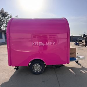 Carrito de Comida Móvil para Uso Doméstico, Pequeño, Negro, Tipo BBQ, para Bebidas, Remolque Redondo para Helados - Product Image 4