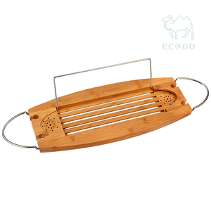 Bandeja <span class=keywords><strong>de</strong></span> <span class=keywords><strong>ducha</strong></span> <span class=keywords><strong>de</strong></span> lujo organizador <span class=keywords><strong>de</strong></span> baño hecho a mano bambú bañera Mesa bañera Caddy bandeja - Product Image 6