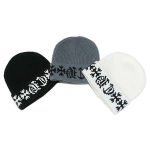 قبعات صوفية دافئة بتصميم كوري مطرزة ثلاثية الأبعاد 100% أكريليك عصرية متعددة الاستخدامات بتصميم متقاطع - Product Image 3