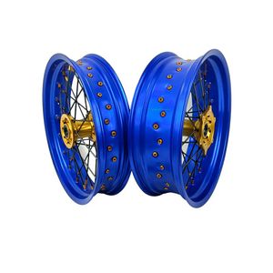 Ensemble de roues Supermoto en alliage d'aluminium CNC, 17 pouces, 3.5 5.0, moyeux avant et arrière, jantes pour KTM EXC SXF Honda CR CRF Yamaha <span class=keywords><strong>YZ</strong></span> YZF Dirt Bike - Product Image 1