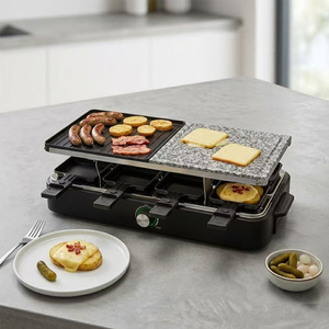 Grill électrique à <span class=keywords><strong>raclette</strong></span> pour 8 personnes, <span class=keywords><strong>appareil</strong></span> à faire fondre le <span class=keywords><strong>fromage</strong></span> avec plaque en pierre, 1400W, barbecue d'intérieur sans fumée, température réglable - Product Image 6