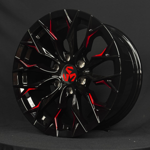 สีดำเงาพร้อมล้อแม็กซ์สีแดงขนาด 18 19 20 21 22 นิ้ว 5x114.3 5x120 6x139.7 สำหรับรถ SUV และรถเก๋ง - Product Image 1