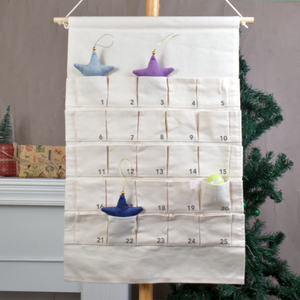 Caja de calendario de Adviento de Navidad colgante 2025, lienzo, uso doméstico, 24 espacios, Beige, 60cm - Product Image 3