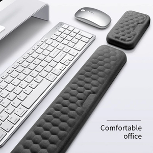Juego de alfombrilla de ratón con reposamuñecas para teclado de espuma viscoelástica, soporte de muñeca, diseño ergonómico para oficina, hogar, oficina, portátil, escritorio - Product Image 1