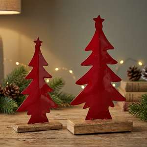 Décoration de table de Noël en bois rouge, artisanale, rustique, ornement de fête, taille personnalisable pour la décoration de la maison - Product Image 2