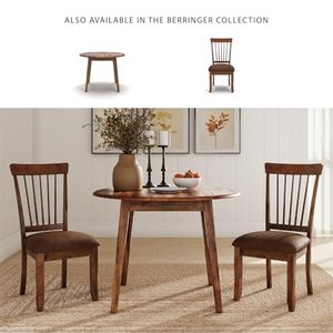 <strong>Spindle</strong> Back 18" Dining <strong>Chairs</strong> (Set of 2) - Rustic Light Brown with Upholstered Cushioned Seat - Product Image 6