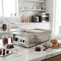 Bain-marie électrique commercial pour buffet, 3 pots, machine à faire fondre le chocolat pour le chocolat, le lait, la crème, la soupe