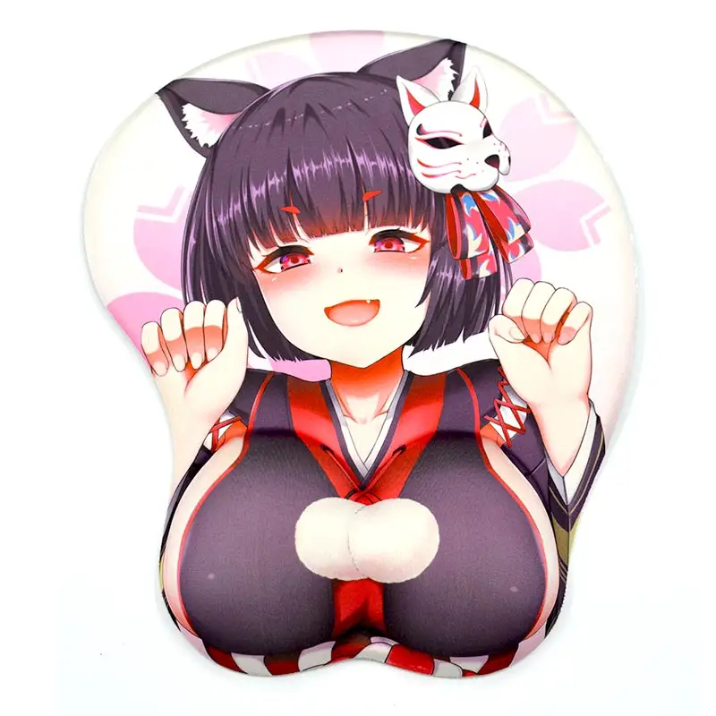 Ergonomik silikon jel karikatür 3D Anime fare altlığı seksi meme kız Boob sevimli Mousepad