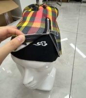 Bonnet unisexe personnalisé à carreaux Y2K, style vintage streetwear, bonnet en tricot rétro, hip-hop, design à double couche avec fermeture éclair