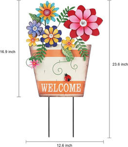 Piquet de jardin de fleurs solaires robustes en fer à l'épreuve des chiens et des ratons laveurs à ressort - Product Image 2