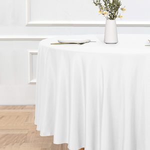 Luxury Woven Plain White 120" X 132" Inches Waterproof Eco-Friendly Reusable Polyester Modern Tablecloths Wedding Party Banquet - Product Image 2