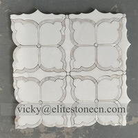Bahan Bangunan Marmer dengan Desain Bunga Logam, Inlay Lantai Waterjet, Mosaik Batu untuk Dinding Hotel dan Villa
