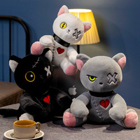 Peluche féline à thème sombre en coton PP 11-30cm - Cadeau idéal pour les fêtes pour les amis - Figurine de style anime en gros direct usine