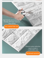 Autocollant mural 3D géométrique moderne effet brique blanche, 70*77cm, en mousse XPE, étanche et écologique, pour cuisine et salon, à peler et coller - Vente chaude