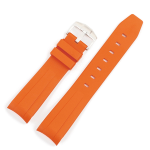 Bracelet de montre KZPN11 en caoutchouc FKM souple avec boucle ardillon pour GMT 1958, extrémités courbées, étanche à la poussière et à l'eau, 20 mm, <span class=keywords><strong>noir</strong></span>, bleu marine, rouge, orange - Product Image 6