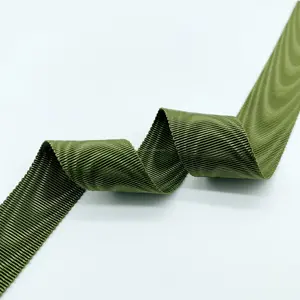 모조리 에이미 홈 섬유-32mm 주문 중국 공급자 에이미 녹색 폴리에스테 Moire 가죽 끈 리본