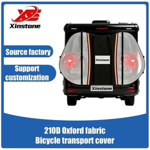 <span class=keywords><strong>Housse</strong></span> de rangement personnalisable pour porte-vélos robuste avec base coupe-vent et pochette pour plaque d'immatriculation pour SUV, camion et vélo de voyage - Product Image 1