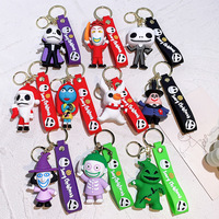 50 styles de porte-clés d'Halloween The Nightmare Before Christmas, figurines de squelettes de dessins animés, cadeaux pour clés de voiture, pendentifs