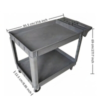 Chariot utilitaire moderne en plastique robuste à double capacité de 550 lb, avec roulettes flexibles et étagères multi-niveaux pour entrepôt et garage