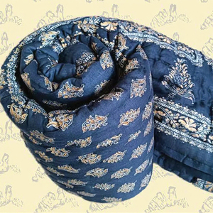 Rajasthani Gold Luxury Cotton Razai <b>Quilt</b> Hand Block Printed Jaipuri Blanket <b>Winter</b> Home Hotel Use - Product Image 3