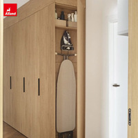 Armoire de rangement en bois massif de chêne, style nordique minimaliste, pour chambre et salon, avec penderie intégrée, Alland Home