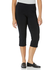 Pantalon Capri en toile respirant décontracté pour <span class=keywords><strong>femme</strong></span>, <span class=keywords><strong>taille</strong></span> haute élastique, longueur mollet, coupe droite unie avec poches, idéal pour l'été - Product Image 5