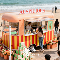 Remorque alimentaire mobile multifonctionnelle en acier galvanisé pour l'extérieur – Camion de restauration rapide, hot-dogs, bonbons, glaces et snacks