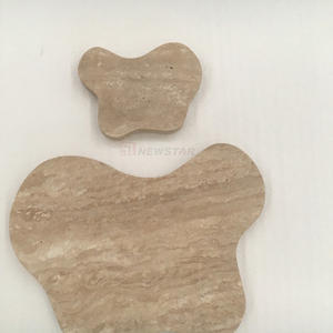 Grosir baki batu marmer travertine bentuk bulat batu dekorasi piring shower piring dasar batu perhiasan nampan disesuaikan - Product Image 6