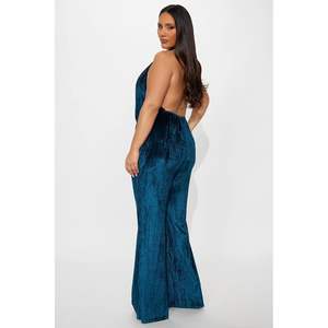 VOIKERDR ชุดจั๊มสูทกำมะหยี่สำหรับผู้หญิงแบบผูกคอเปิดหลัง ชุดเดรสสำหรับงานปาร์ตี้ ชุดค็อกเทล ชุดคลับแวร์ ไซส์พลัส - Product Image 2