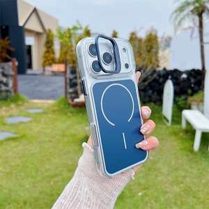 เคสโทรศัพท์พร้อมขาตั้งและวงแหวนโลหะป้องกันเลนส์ สำหรับ iPhone 17 16 15 14 13 12 Pro Max ป้องกันเลนส์กล้อง ฝาหลังใส - Product Image 5