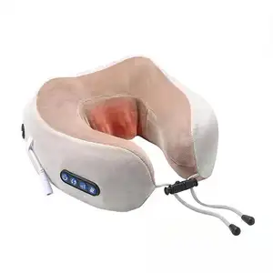 Shiatsu tissu profond vibrant électrique sans fil rechargeable masseur de cou U forme voyage voiture relaxation masseur chauffant oreiller