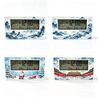 Reloj Despertador Digital LCD Transparente Personalizado con Diseño de Paisaje de Dibujos Animados, para Turismo, Festivales, Regalos Promocionales, para el Dormitorio