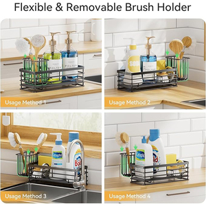 Sangle <span class=keywords><strong>d</strong></span>'évier de cuisine pour robinet, brosse à savon, porte-éponge, panier de rangement, distributeur, organisateur avec plateau en pierre absorbante - Product Image 5