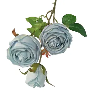 D-R013卸売エレガントなロイヤルブルーのバラ人工シルク花リアルタッチローズ結婚式の家の装飾