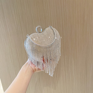 Pochette de soirée de luxe pour mariage, forme de sac fourre-tout décontracté pour femme, avec strass et cristal, anneau de fermeture éclair, en PU, grande taille - Product Image 4