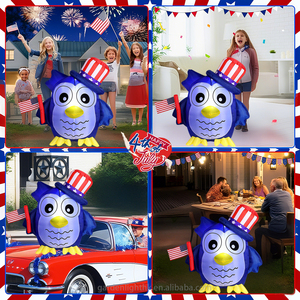 Jour de l'indépendance 4 juillet gonflable 4FT hibou drapeau patriotique lumière LED DC pour la maison cour pelouse jardin décorations de fête de vacances - Product Image 6