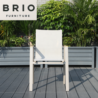 Chaise de salle à manger d'extérieur empilable moderne de luxe en gros, fauteuil en tissu sling et aluminium, vente chaude en usine, sièges de patio