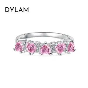 Dylam New Design Pink Heart Shape Cz Cubic Zirconia 925 Sterling Silver For Women Rings For Women Wedding Jewelry Manufacturer