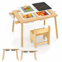 Blocs de construction en bois pour enfants Table sensorielle Table d'activité et ensemble de chaises en bois pour enfants