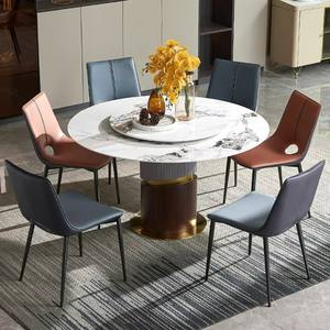 Mesa de Comedor Cuadrada Contemporánea con Base de Metal Resistente - Product Image 1