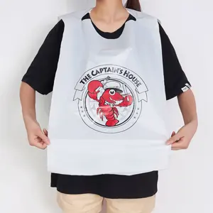In Stock Disposable Plastic Apron Restaurant Lobster Bibs For Adult