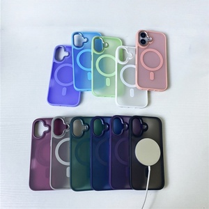 Funda Magnética de Lujo para Teléfono con Carga Inalámbrica, Color Caramelo, TPU y PC, Suave, Transparente, Mate, para iPhone 16 15 14 13 12 11 Pro Max - Product Image 1