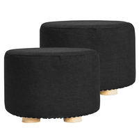 À la mode doux tissu pouf noir pas cher Accent rond repose-pieds pouf repose-pieds rembourré petit siège avec des jambes antidérapantes