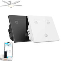 Tuya Smart WiFi ventilateur de plafond lumière interrupteur mural écran tactile PC Smart Life App minuterie à distance contrôle à rebours ventilateur interrupteur de lampe