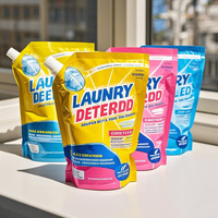 Pochette souple personnalisable réutilisable avec bec verseur pour savon liquide, gel lavant pour les mains, recharge de lessive, sac plastique autoportant