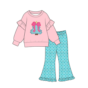 Tenues de Noël personnalisées pour filles, robe barboteuse à carreaux rose et bleu, vente en gros, vêtements de fête pour sœurs, boutique de vêtements d'usine - Product Image 6